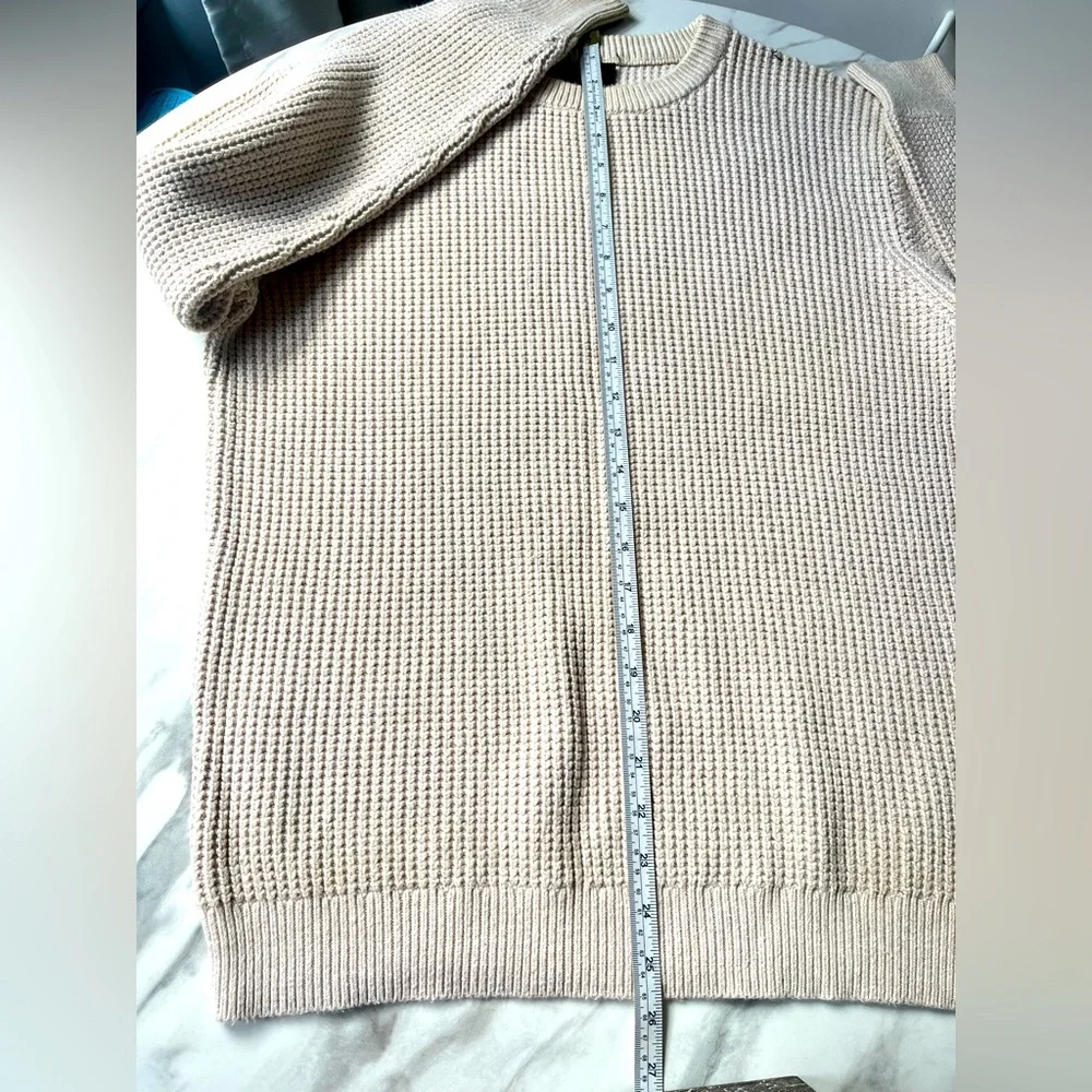 J. Crew Men's Textured Cream Crewneck Sweater Cotton Size S